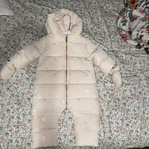 Burberry Baby Off-White Down Star Monogram Puffer Snowsuit